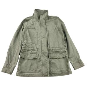 Madewell Olive Green Utility Cargo Jacket‎ Military Style High Neck Cotton XS